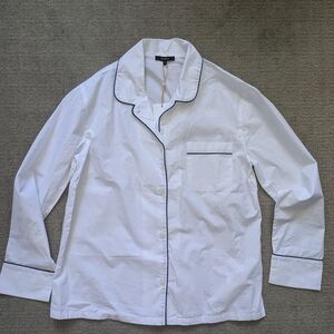 Quince White Pajama Top with Black Trim